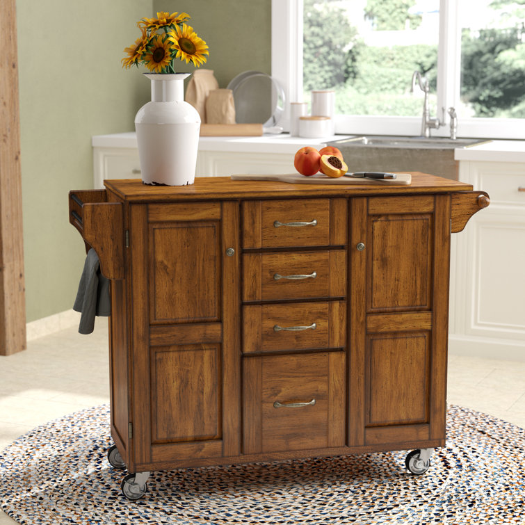 Red Barrel Studio® Littrell 48'' Wide Rolling Kitchen Island with Solid